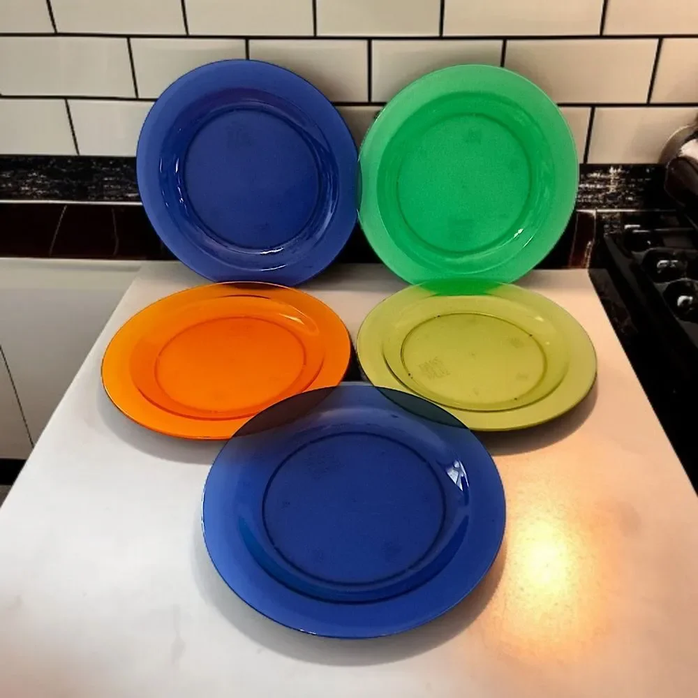 5 Ikea Hagberg & Hagberg Dinner Plates Sola Translucent Plastic Vintage Colorful